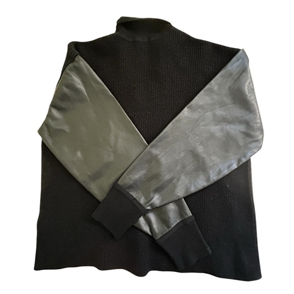 BOSS Finalian wool vegan leather ONE POCKET sweater size large MSRP $348 - Picture 2 of 12